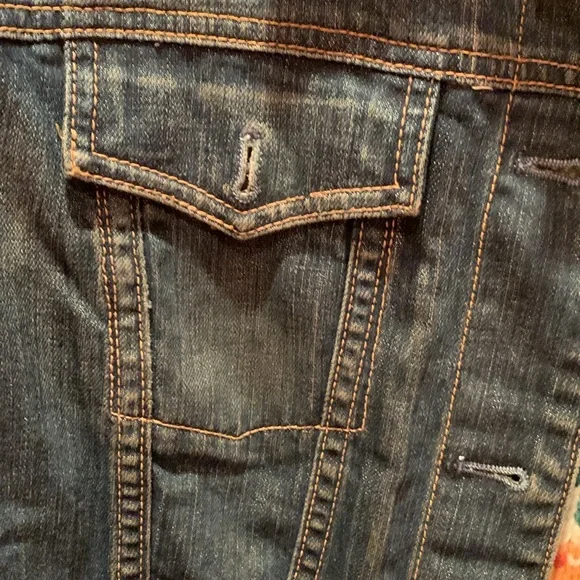 GAP Dark Blue Jean Jacket with Multicolor Inner Lining - Picture 3 of 11